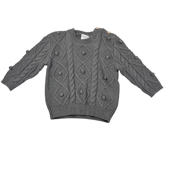 Mebie Baby Other - Mebie Baby Gray Chunky Knit Textured Cable Knit Sweater, 3T